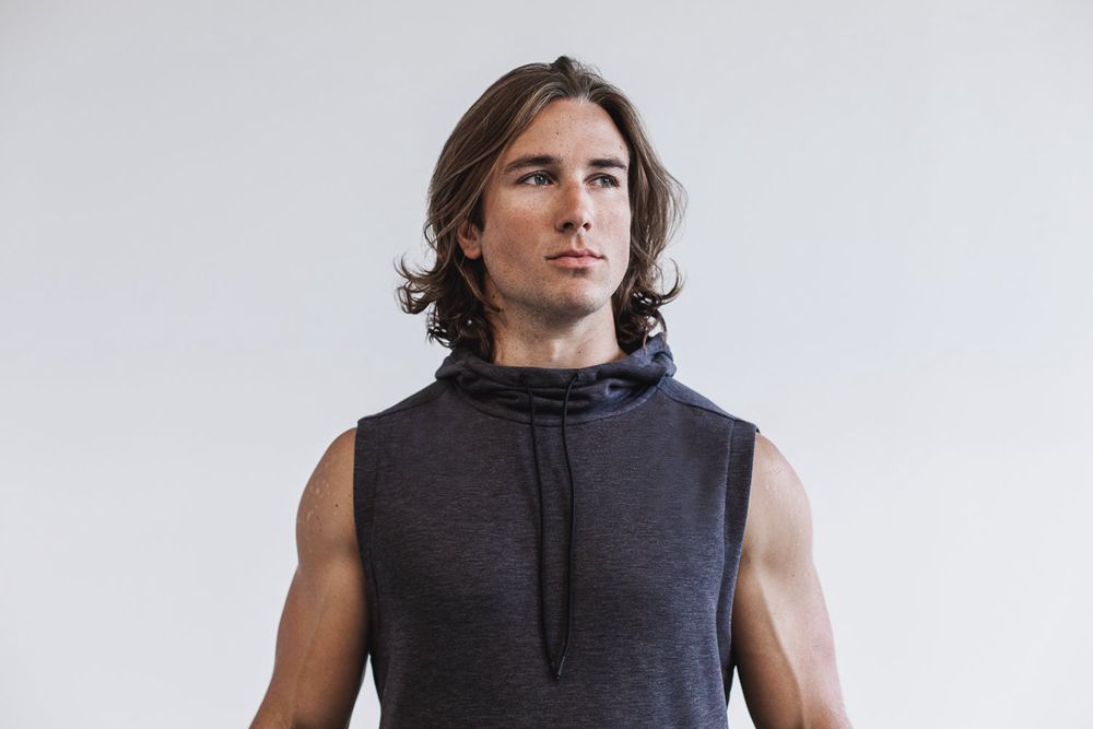 NOBULL Men's Microplush Sleeveless Hoodie - Nightfall - Ireland (9670IZXRM)